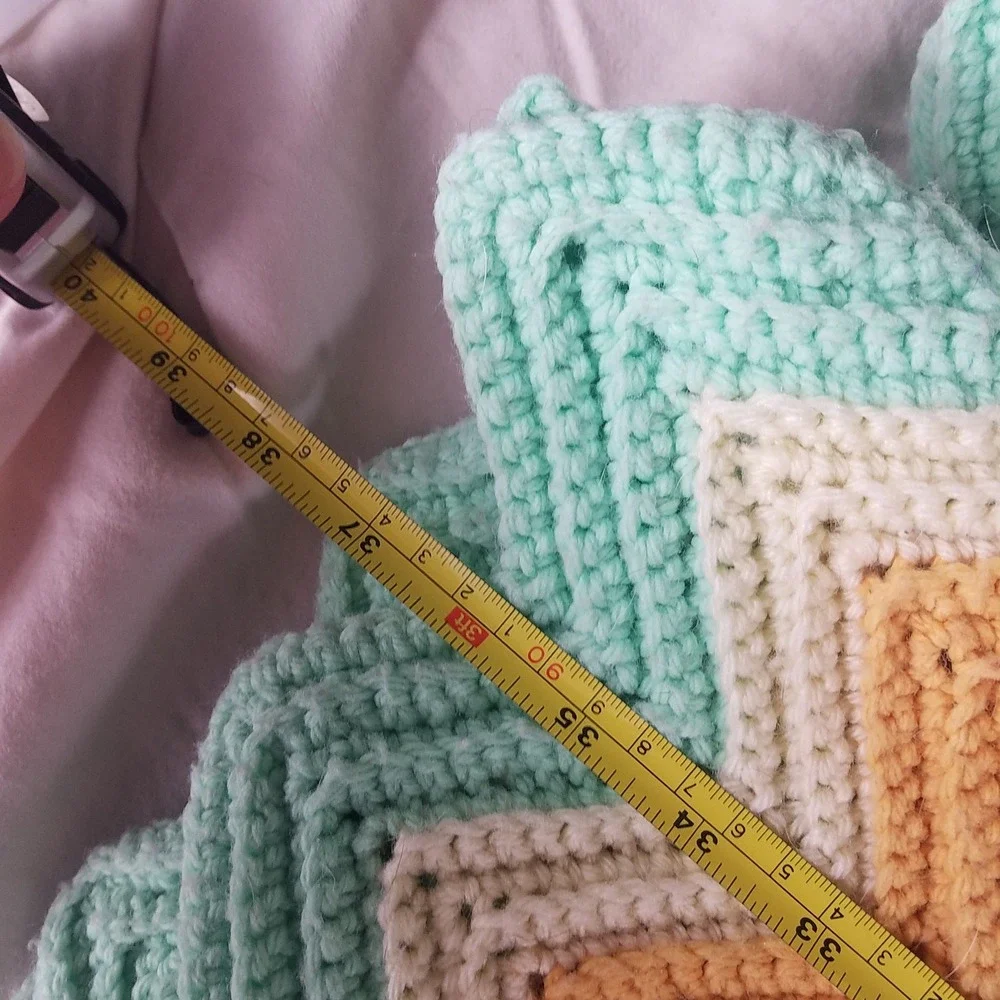 Handmade Afghan Blanket 80x78 Multi Excellent Vintage Chevron Crocheted